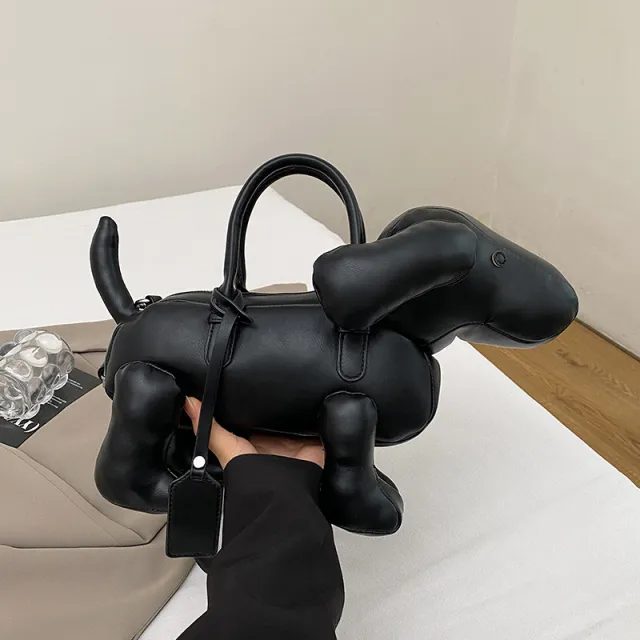 Creative Puppy Weird Animal Design Handbag Shoulder Bag Black - Shop at LoveMi