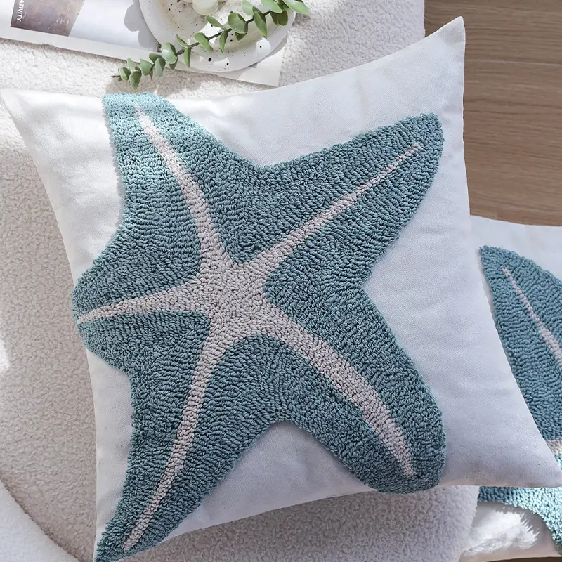 Blue Tufted Bedroom Bedside Cushion Pillowcase Insert Not Included
