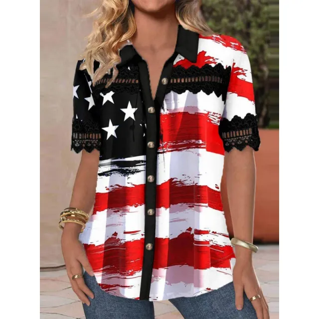 Women's Shirt Lapel 3d Digital Printing 5 Colors L - Shop at LoveMi