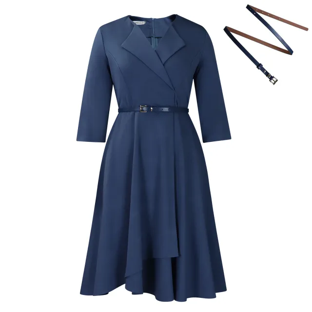 Women's Autumn And Winter New Fashion Dress Gray With Belt - Shop at LoveMi