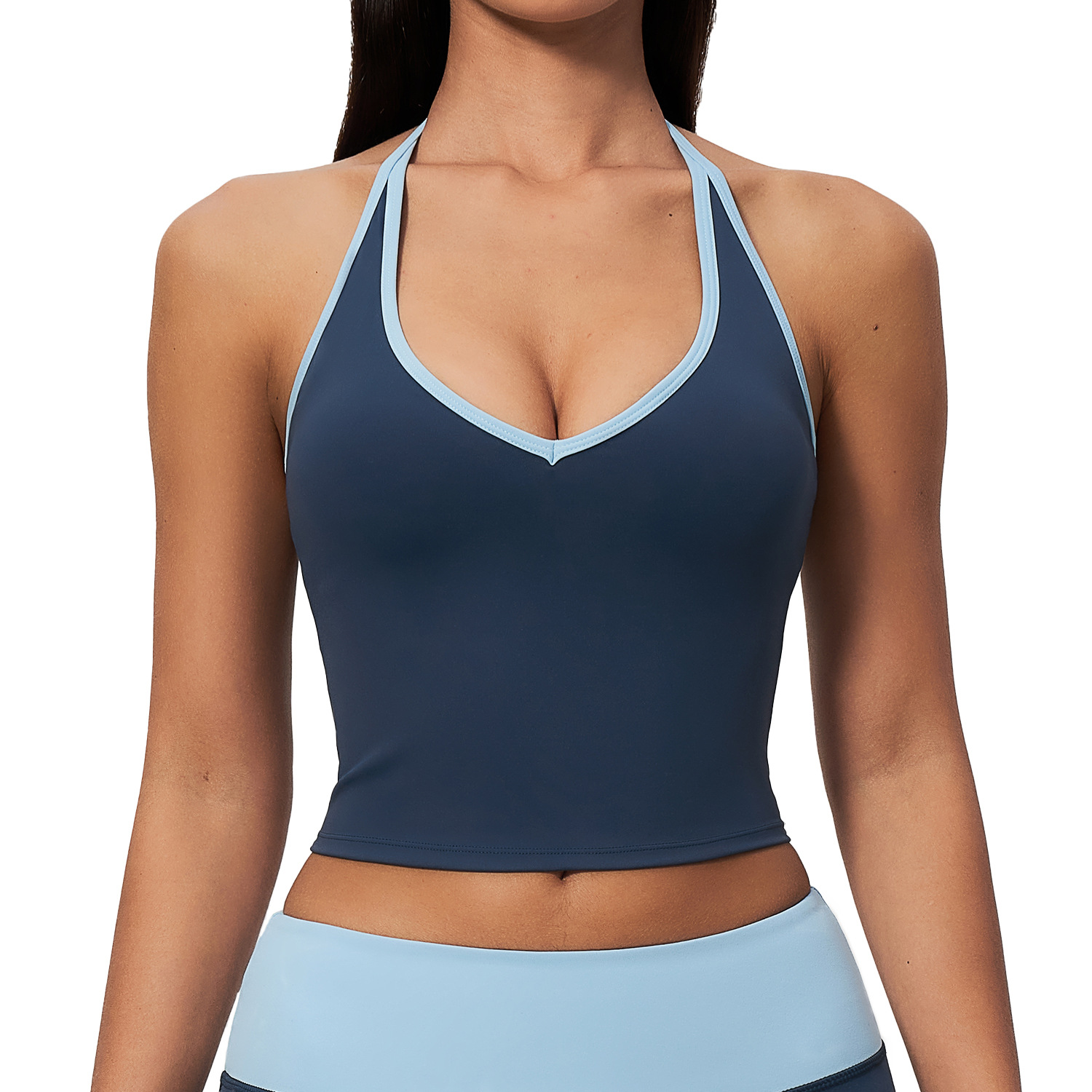 V-neck Color-block Pullover And Sports Vest