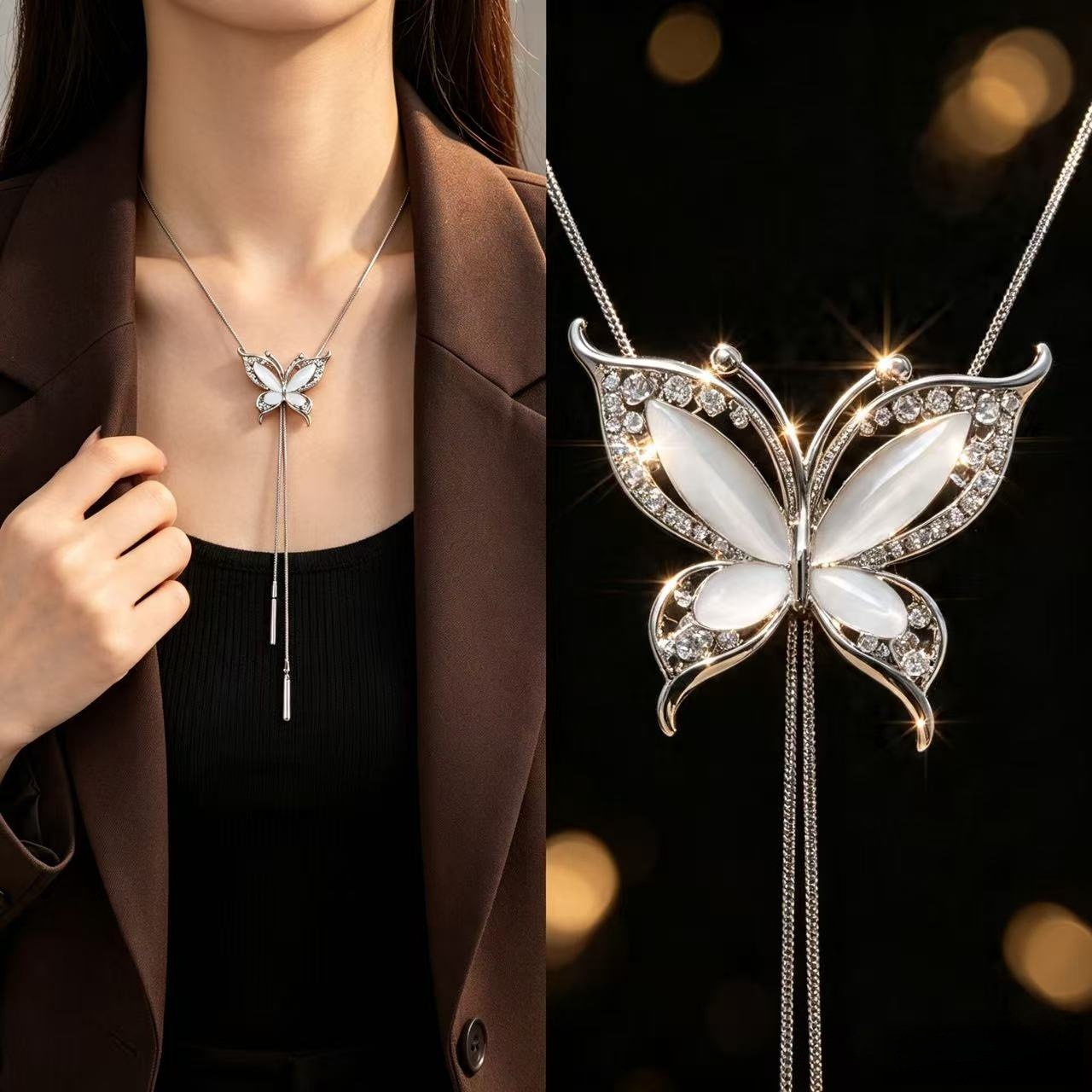 Papillon Cat-Eye Butterfly Sweater Chain