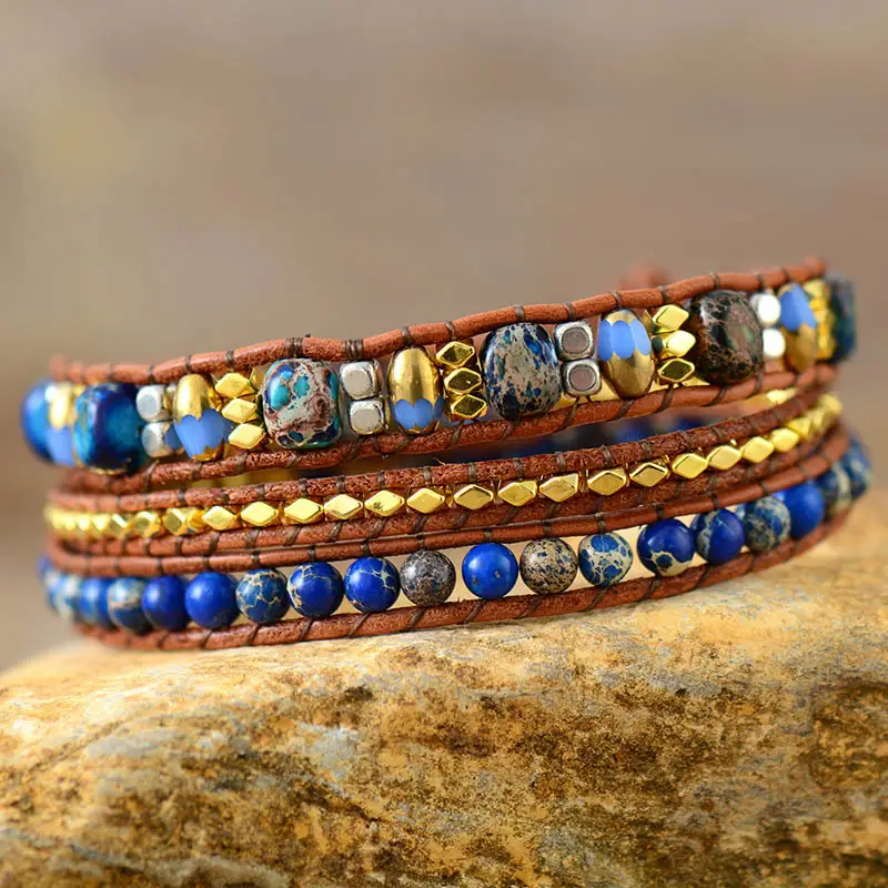 Circles Purple Emperor Natural Stone Creative Beaded Hand Weaving Bracelet