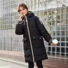 Women's Loose Fashionable Warm Cotton-padded Jacket - Black - View 1