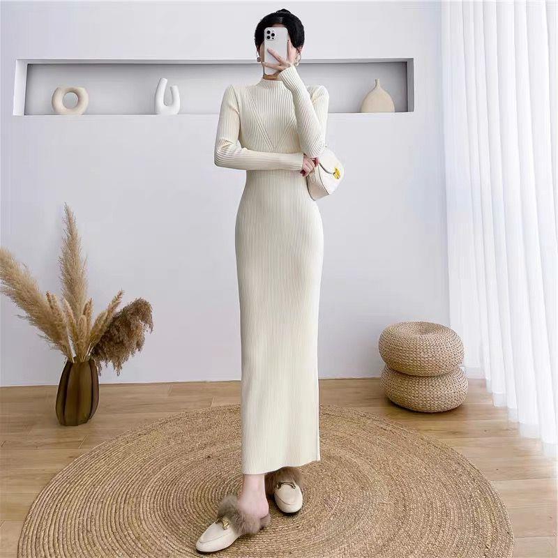 Slim Looking Base Hip Knitwear Woolen Skirt