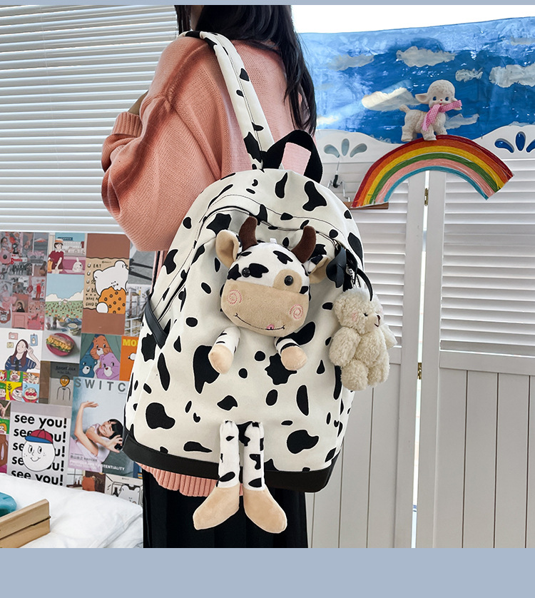 Cartoon Cow Doll Girl's Schoolbag Personalized Backpack