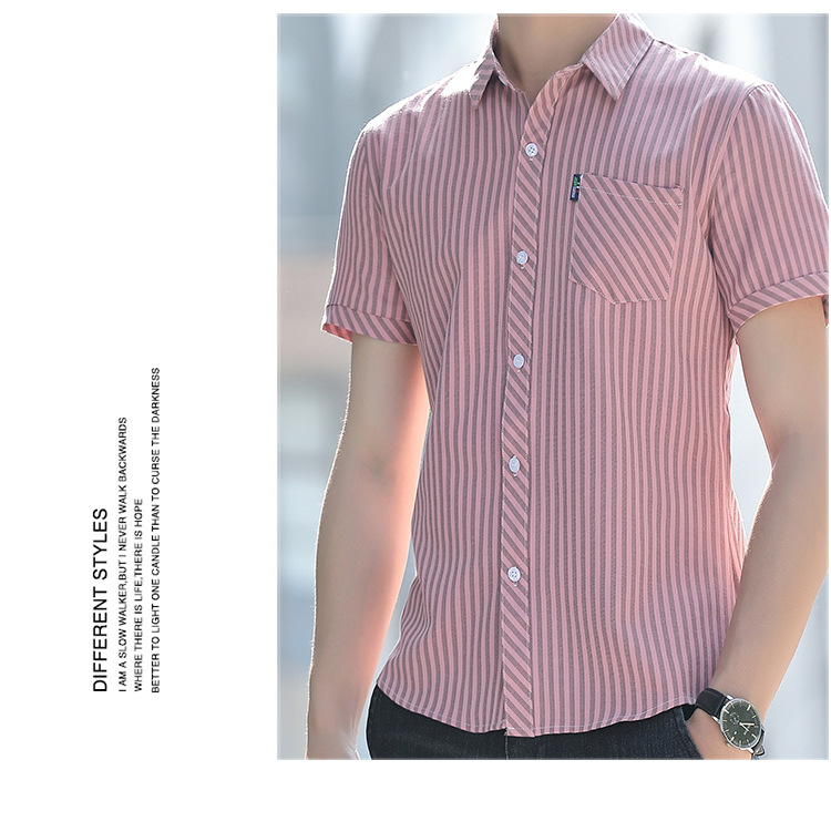 Summer Mens Wrinkle Resistant Striped Drape Shirt Summer Mens Wrinkle Resistant Striped Drape Shirt
