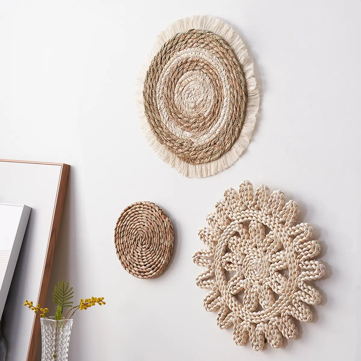 Tassel-edged Sedge Weaving Wall Decor Farmhouse B&B