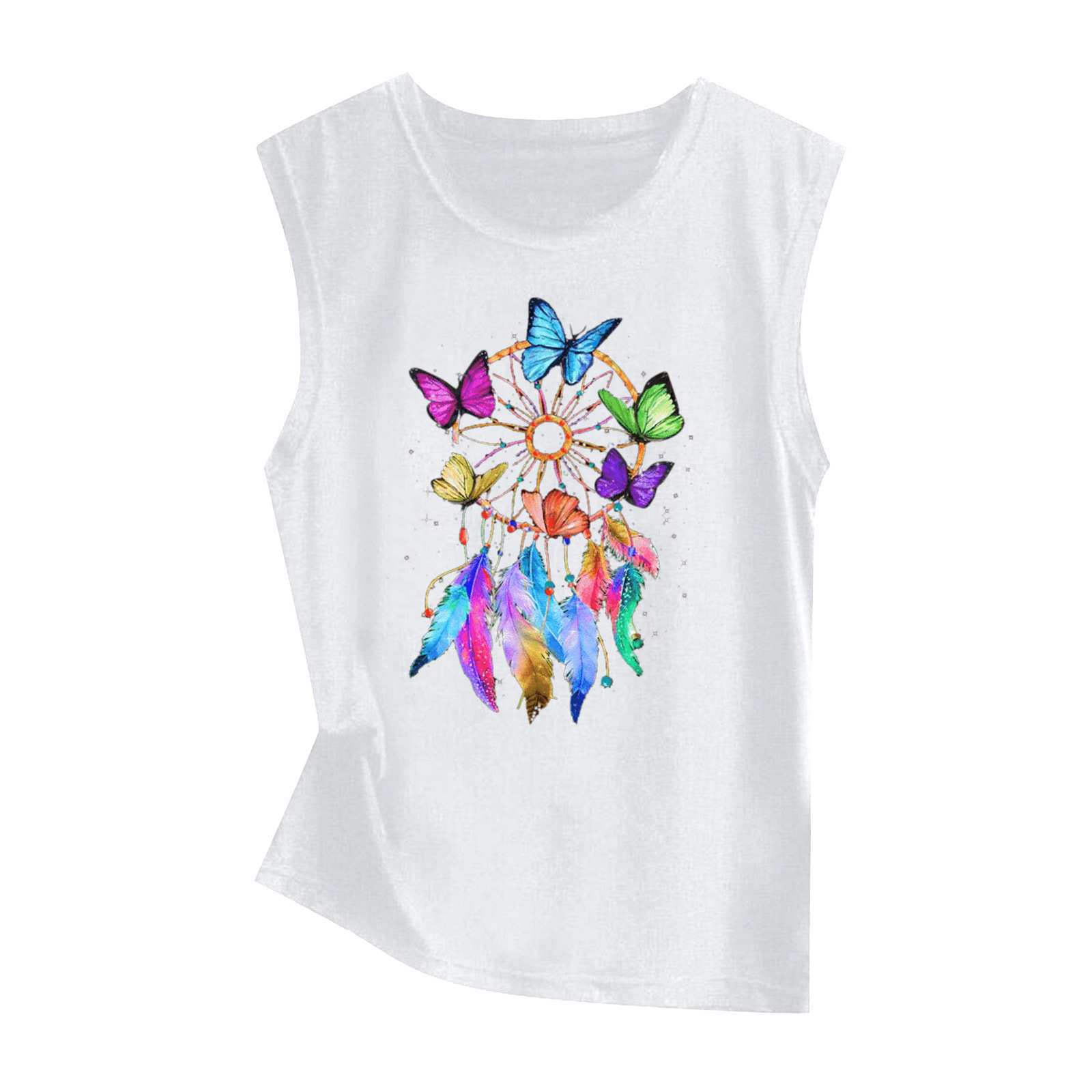 Sunflower Print Sleeveless Women's Vest Butterfly Top 45929 2Xl - Shop at LoveMi