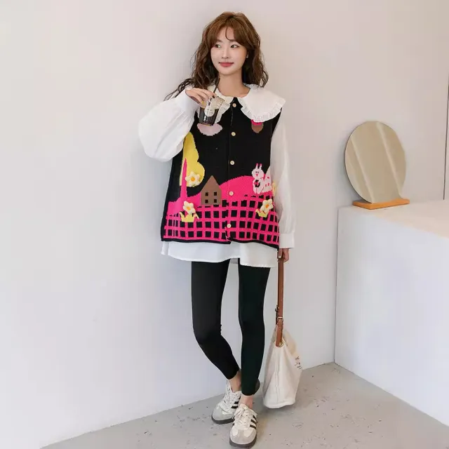 Fall Winter Fashion Loose Mid length Plus Size Casual Cute Sweater Black - Shop at LoveMi