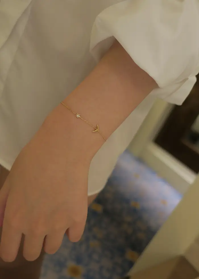 S925 Sterling Silver Gold-plated Moon XINGX Bracelet Women's Simple Temperament