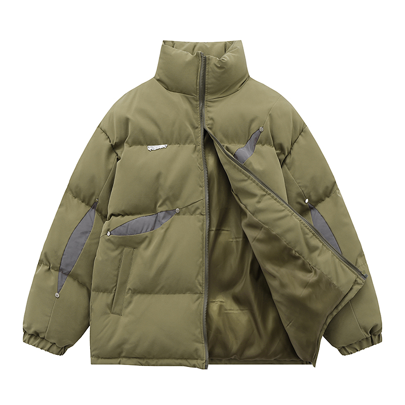 Stand-up Collar Cotton-padded Clothes Coat Men's Clothing Winter Thicken Thermal Loose Color Matching Design Blouse