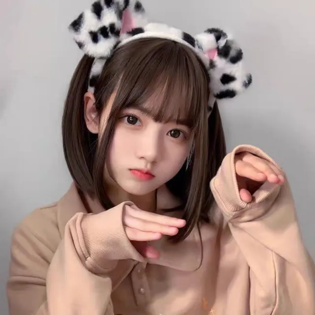 Comic Show Performance Dog Ear Headband Handmade Black And White Pom Pom Purin - Shop at LoveMi