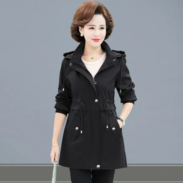 Spring And Autumn Fashionable Jacket Mid length Trench Coat Black - Shop at LoveMi