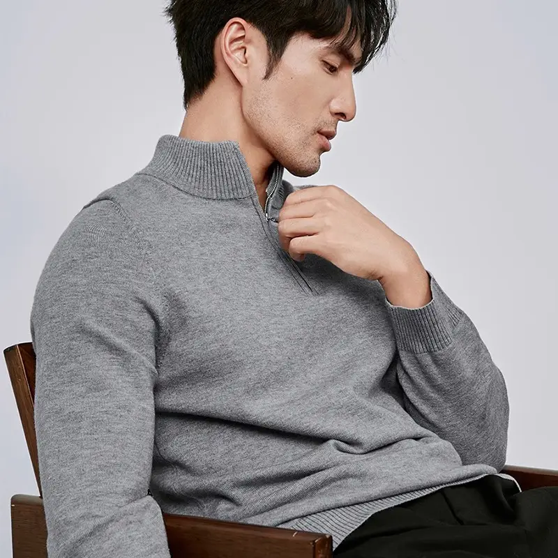 Men's Half Zipper Pullover Long Sleeve Sweater