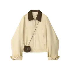 Retro Loose Short Jacket For Women - Beige - View 1