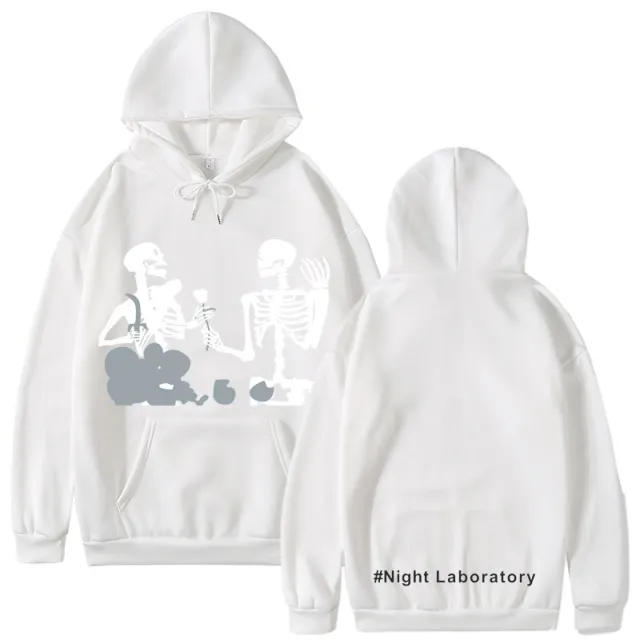Night Laboratory Korean Style Versatile Personality Hoodie White - Shop at LoveMi