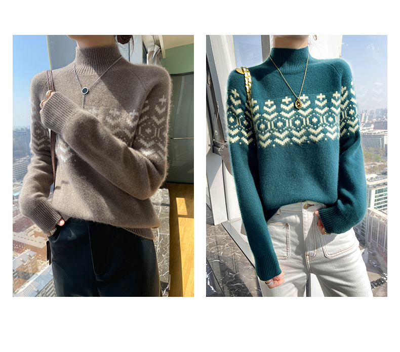 Title 2, Autumn And Winter New Half Turtleneck Jacquard ...