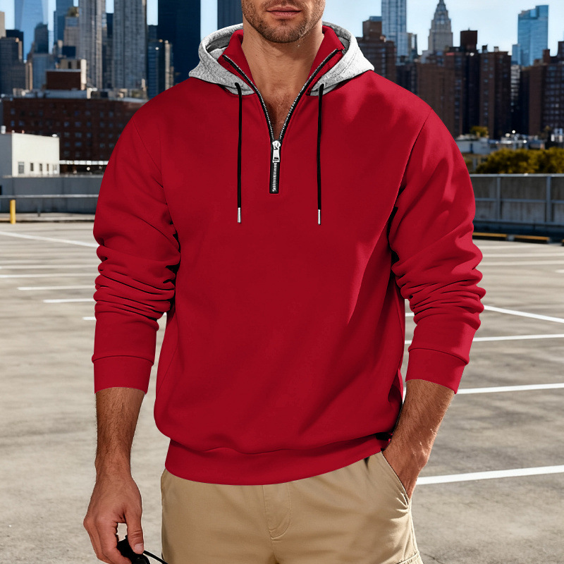 Light-luxury Commuter-style Long-sleeve Hoodie With A Stand-up Collar