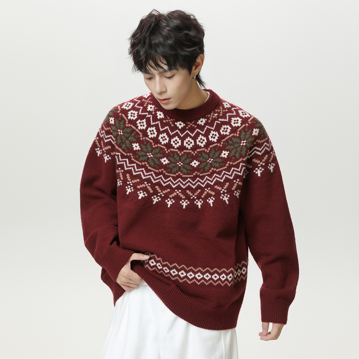 Men's Versatile Textured Pullover Knit Cardigan