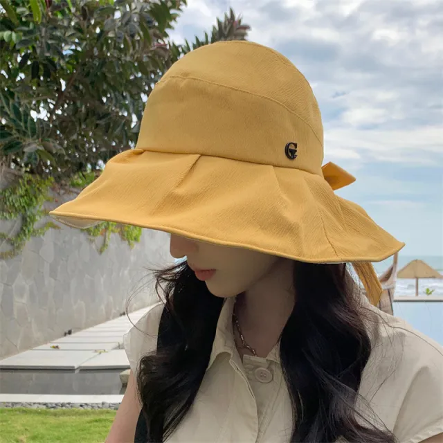 Foldable Portable Big Brim Sun proof UV Protection Sun Hat Yellow - Shop at LoveMi