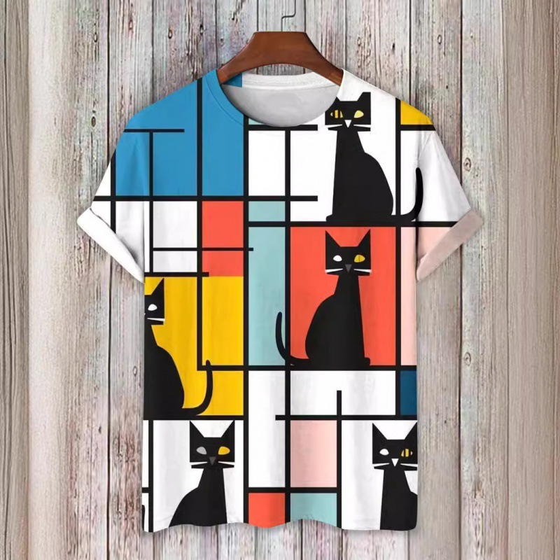 Mens 3D-printed Short-sleeve Sports T-shirt Top