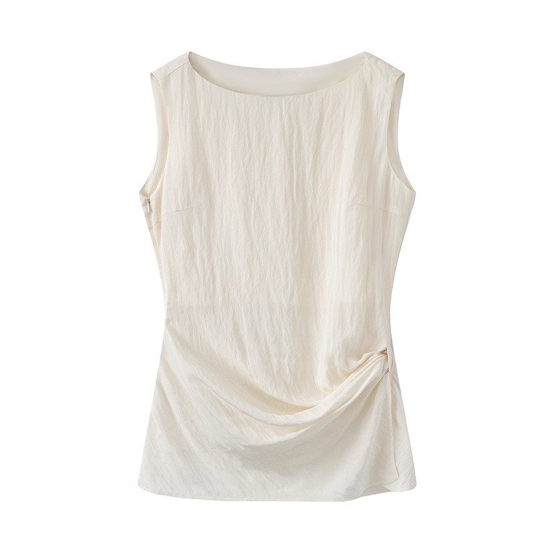 Solid Color Sleeveless Top High Waist Casual Pants Suit