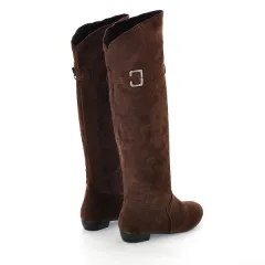 High Leg Boot Suede Ethnic Style Knight Women's Shoes - Brown - View 1
