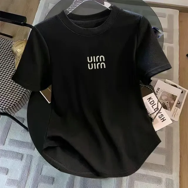 Summer Pure Cotton Slimming Youthful looking Irregular Short Top Black Uirn White - Shop at LoveMi