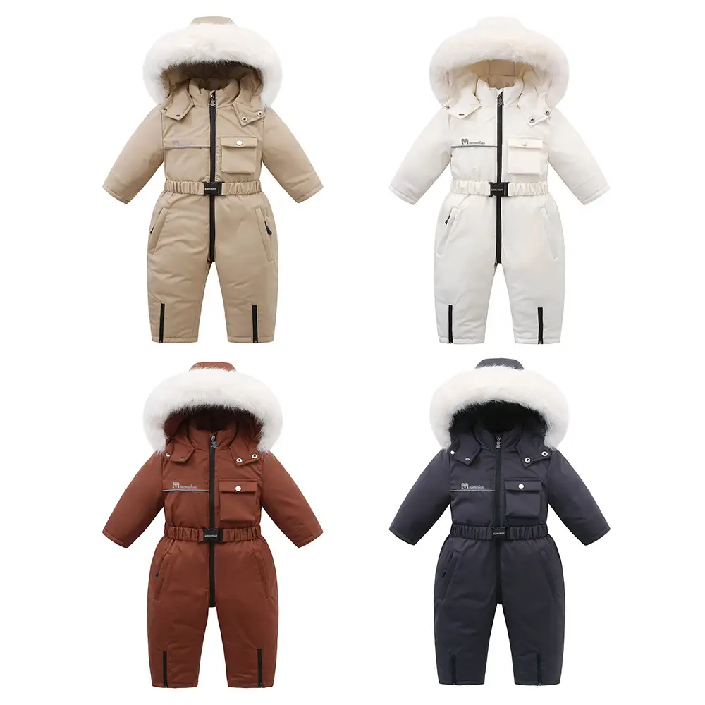 Autumn And Winter Fleece-lined Overalls Ski Suit For Children
