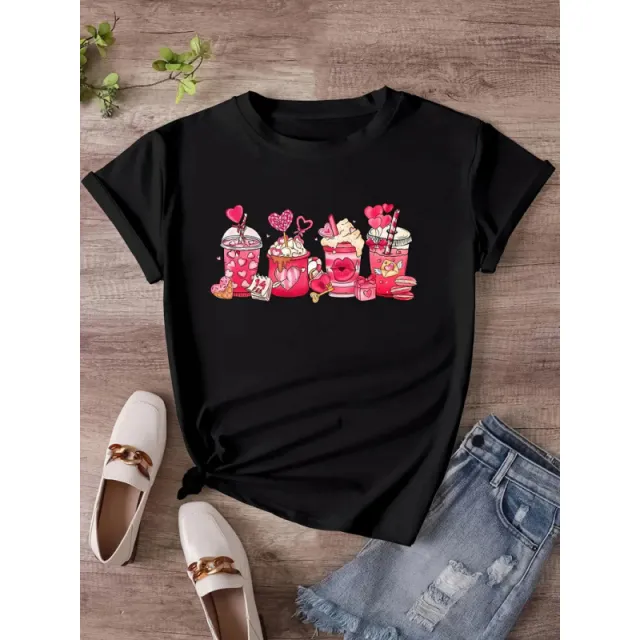 Women's Short sleeved Valentine's Day Heart Round Neck Top Hs1 15 - Shop at LoveMi