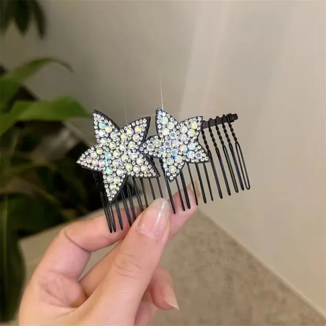 Female Rhinestone Five pointed Star Back Head Organize Fantastic Hair Accessories Silver Xingx Pour Hair Comb - Shop at LoveMi
