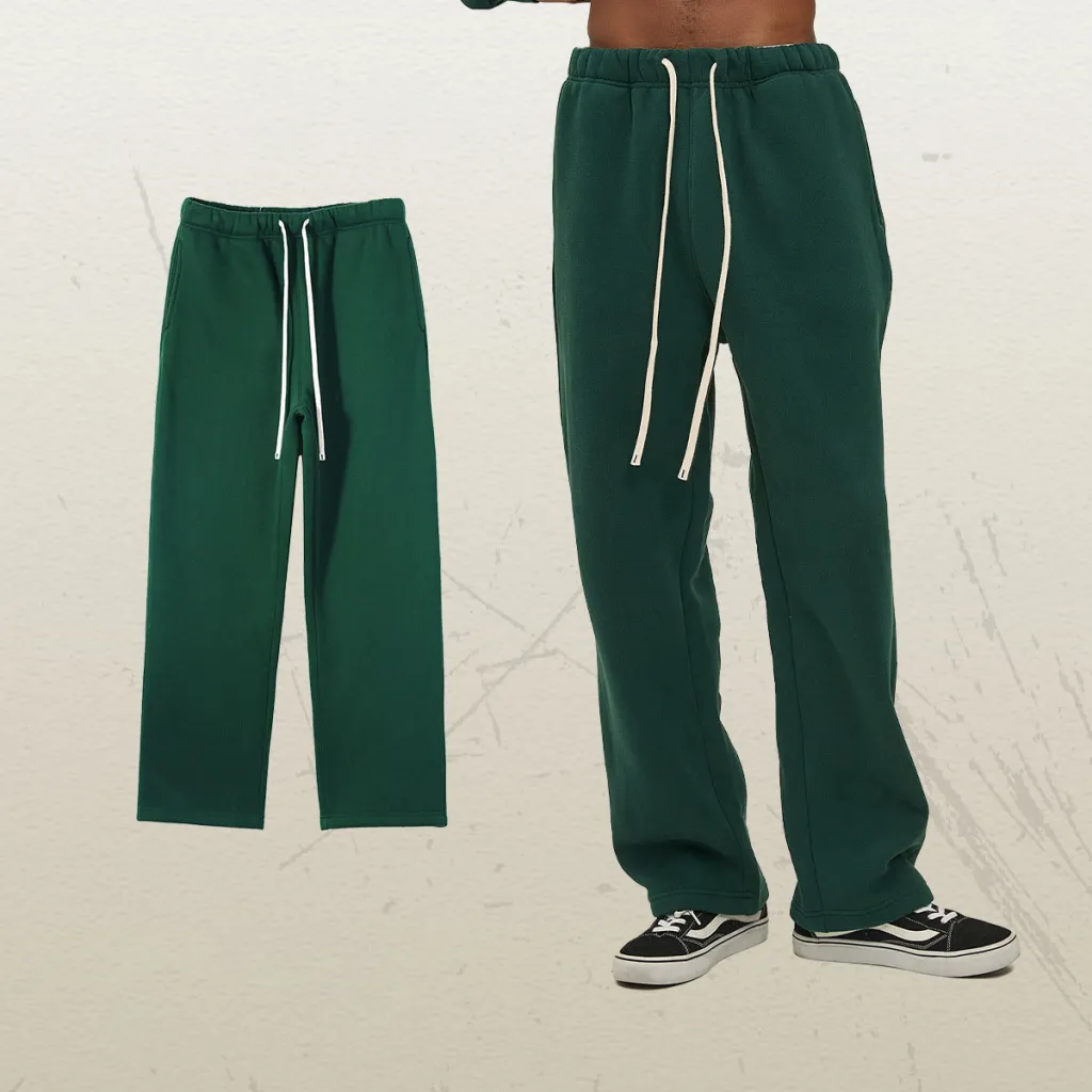 Women's Straight Velvet Solid Color Loose Sports And Leisure Trousers - Dark Green