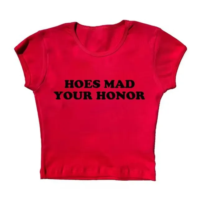 Sweet Cute Casual Letter Printed T shirt Top Round Neck Red - Shop at LoveMi