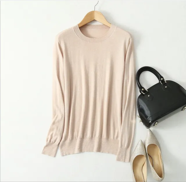 Women's Knitted Long sleeved Bottoming Shirt Beige Camel - Shop at LoveMi