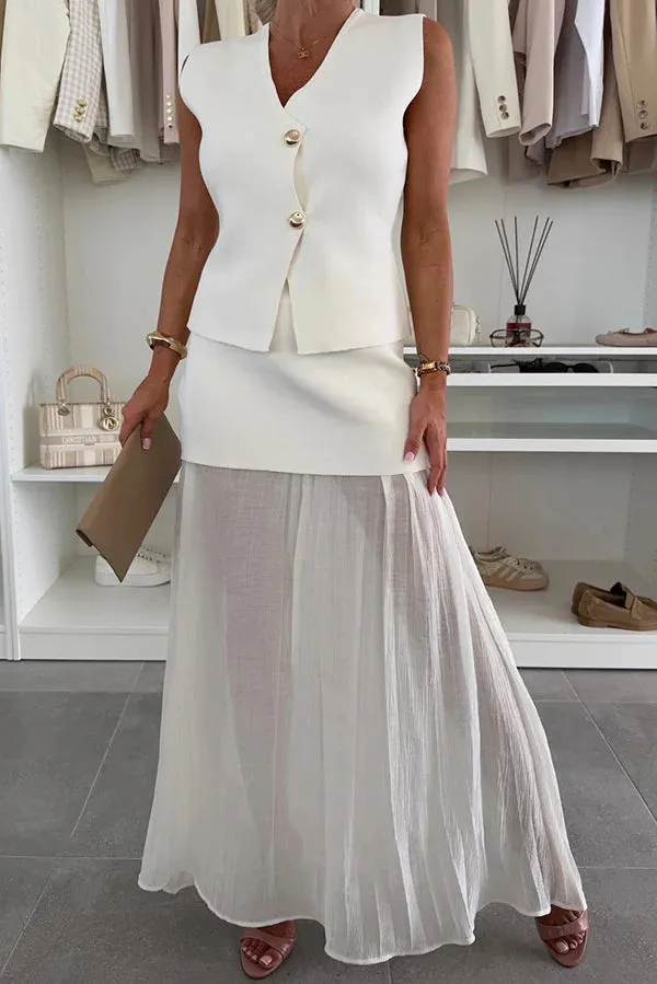 Women's Elegant Slim Knit Vest Top Suit White - Shop at LoveMi