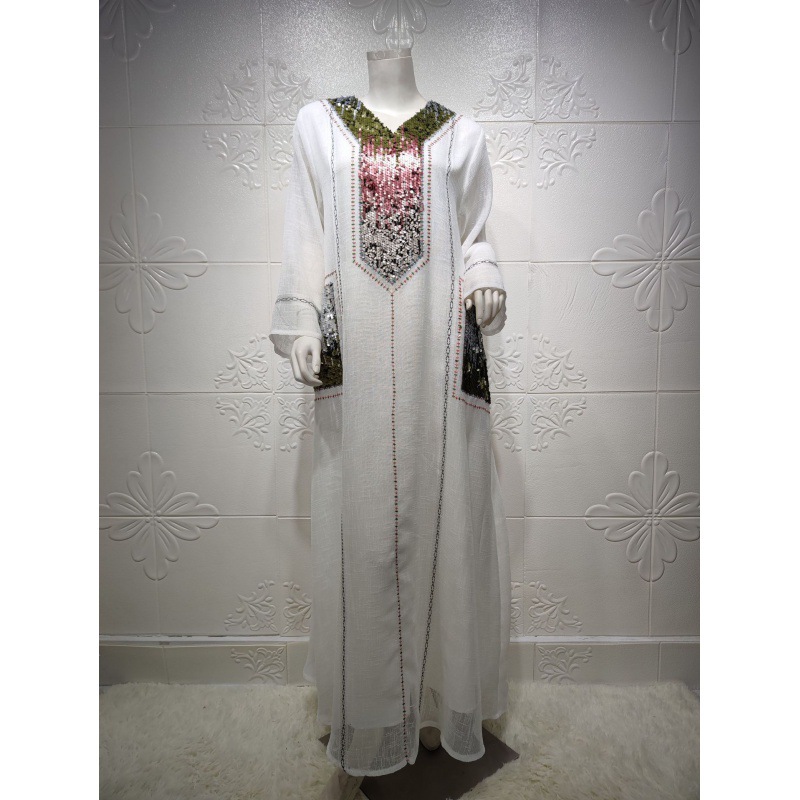 Sequin Embroidered V-Neck Long Dress, picture 11 of 12