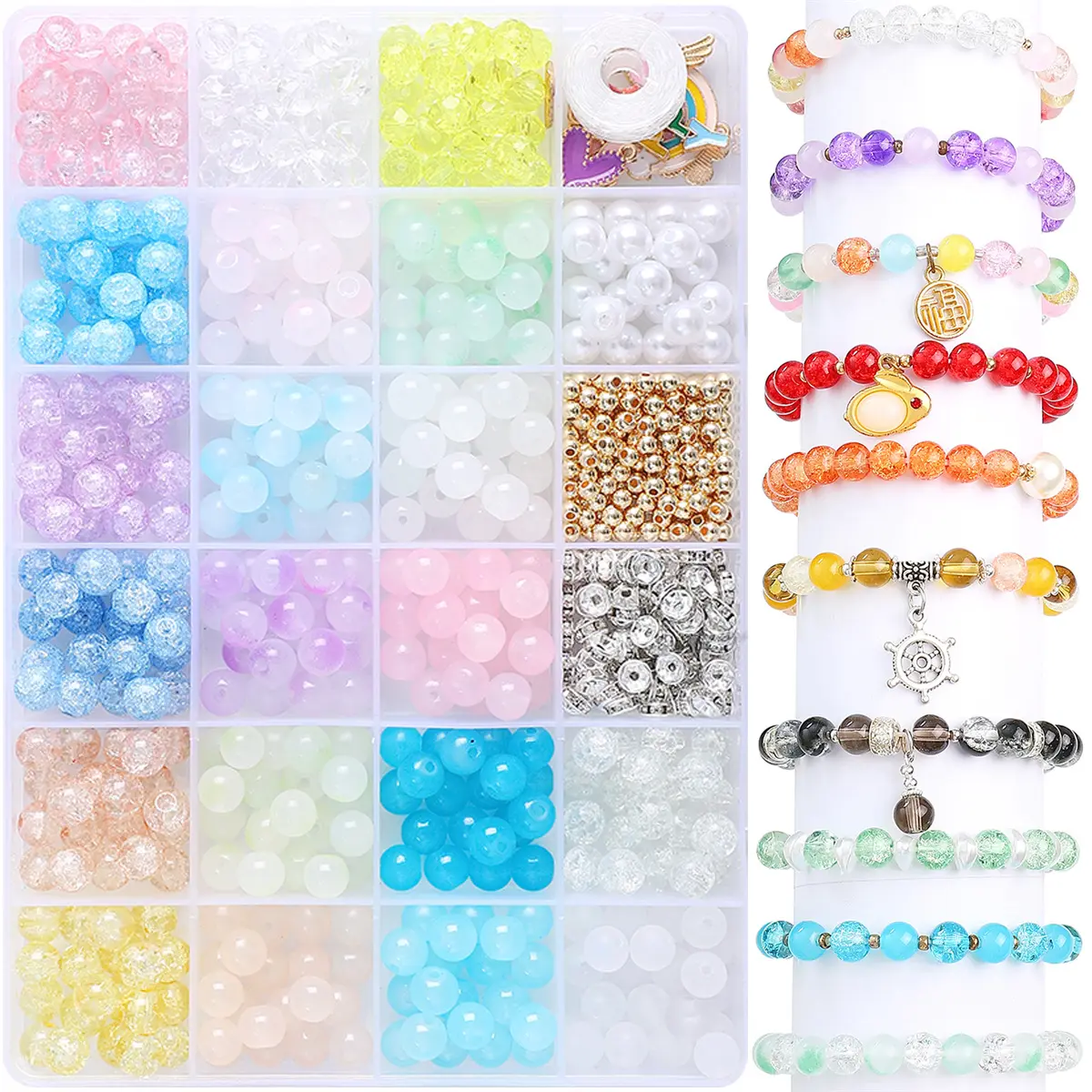 Glass Jelly Double Crystal Round Beads Material