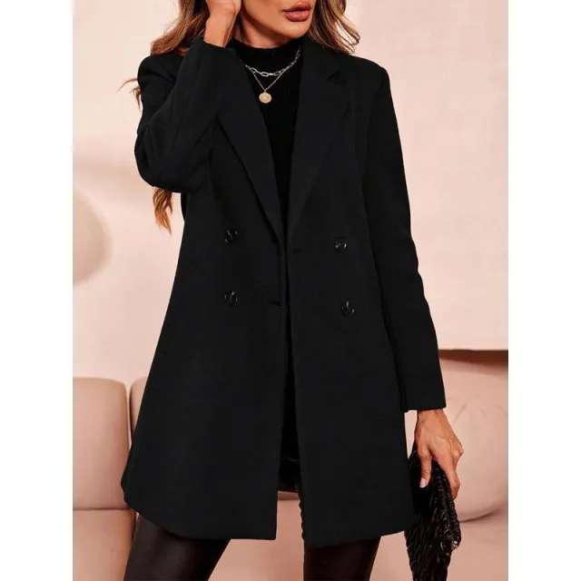 Wool Mid length Slim fit Women's Trench Coat Black - Shop at LoveMi