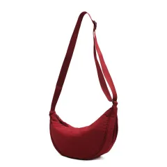 Women's Messenger Nylon Dumplings Shoulder Bag - Red - View 1