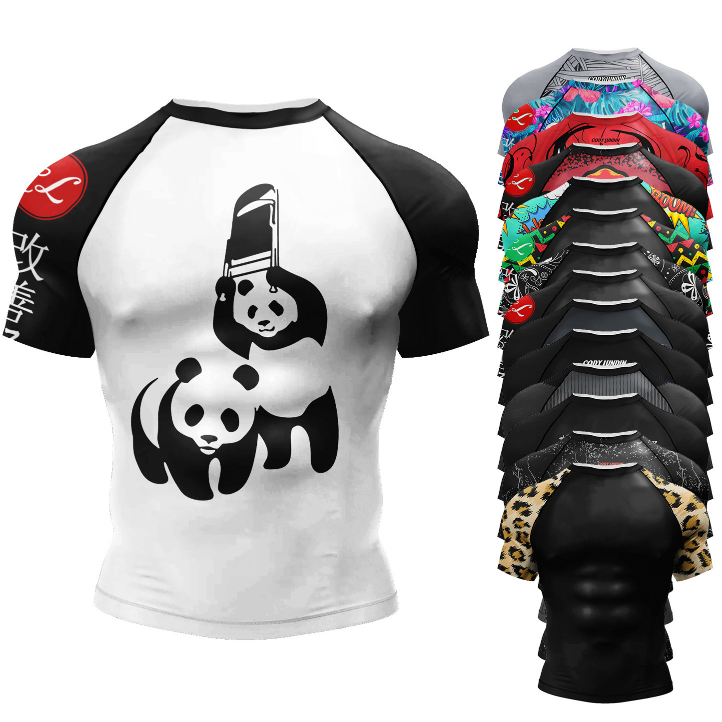 Mens 3D Digital-print Sweat-wicking Breathable T-shirt For Running And Sports