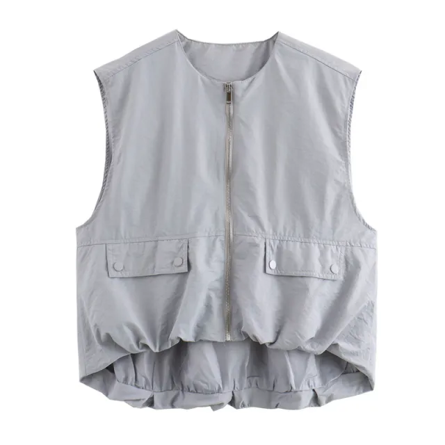 Pleated Hem Sleeveless Loose Vest Light Blue - Shop at LoveMi