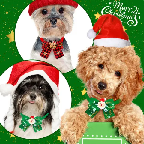 Christmas Doll Pet Dog Cat Bow Tie Accessories Tree