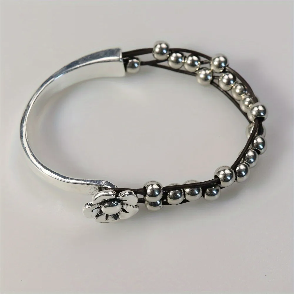 Bohemian Style Double-layer Stitching Bracelet - Silver