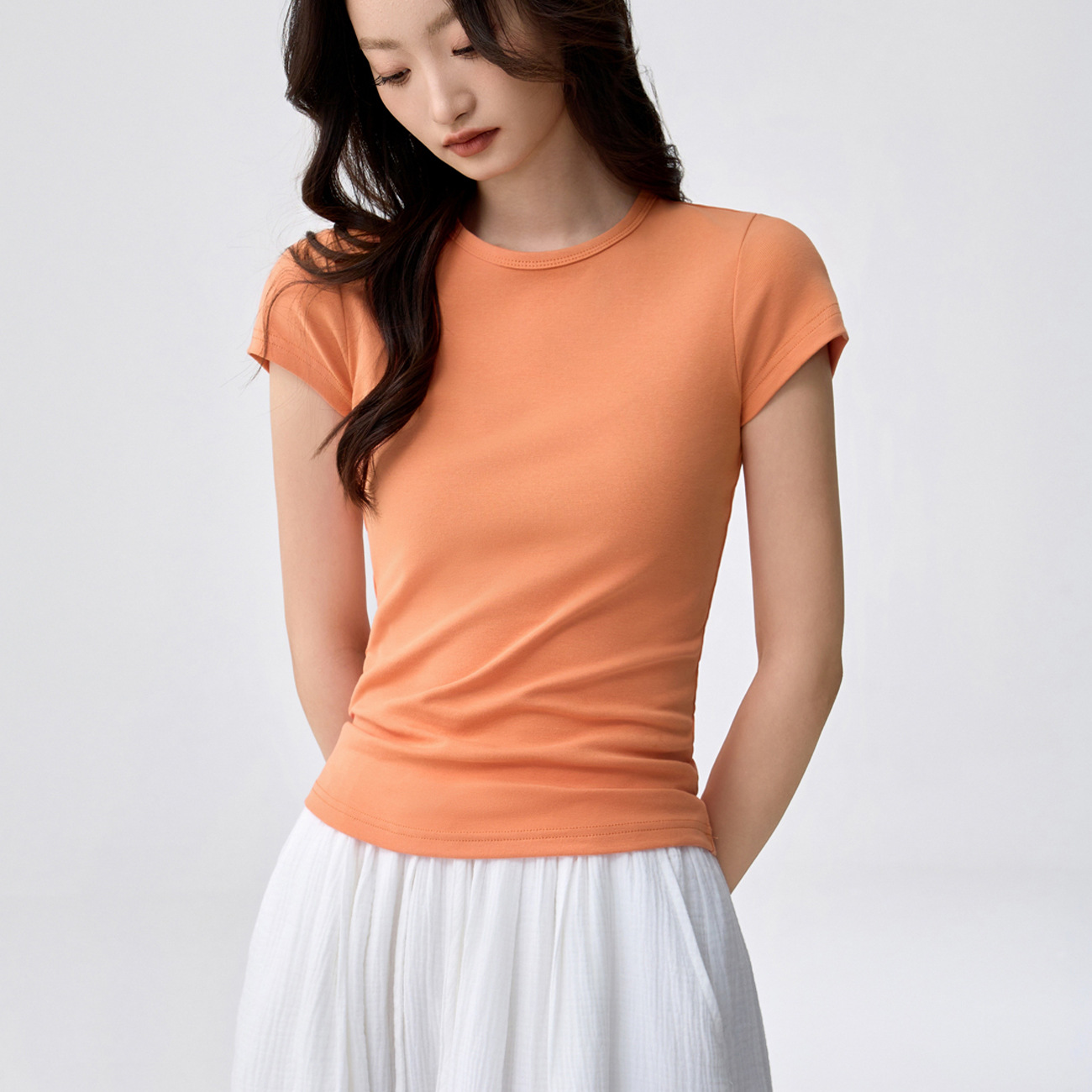 Womens Short-sleeved T-shirt With A Small Round Neckline