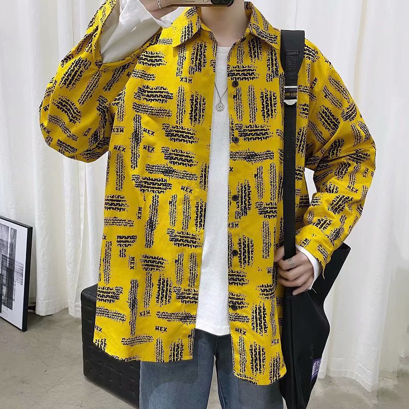 Men's Loose Casual Print Long-sleeve Shirt Jacket - Image 2