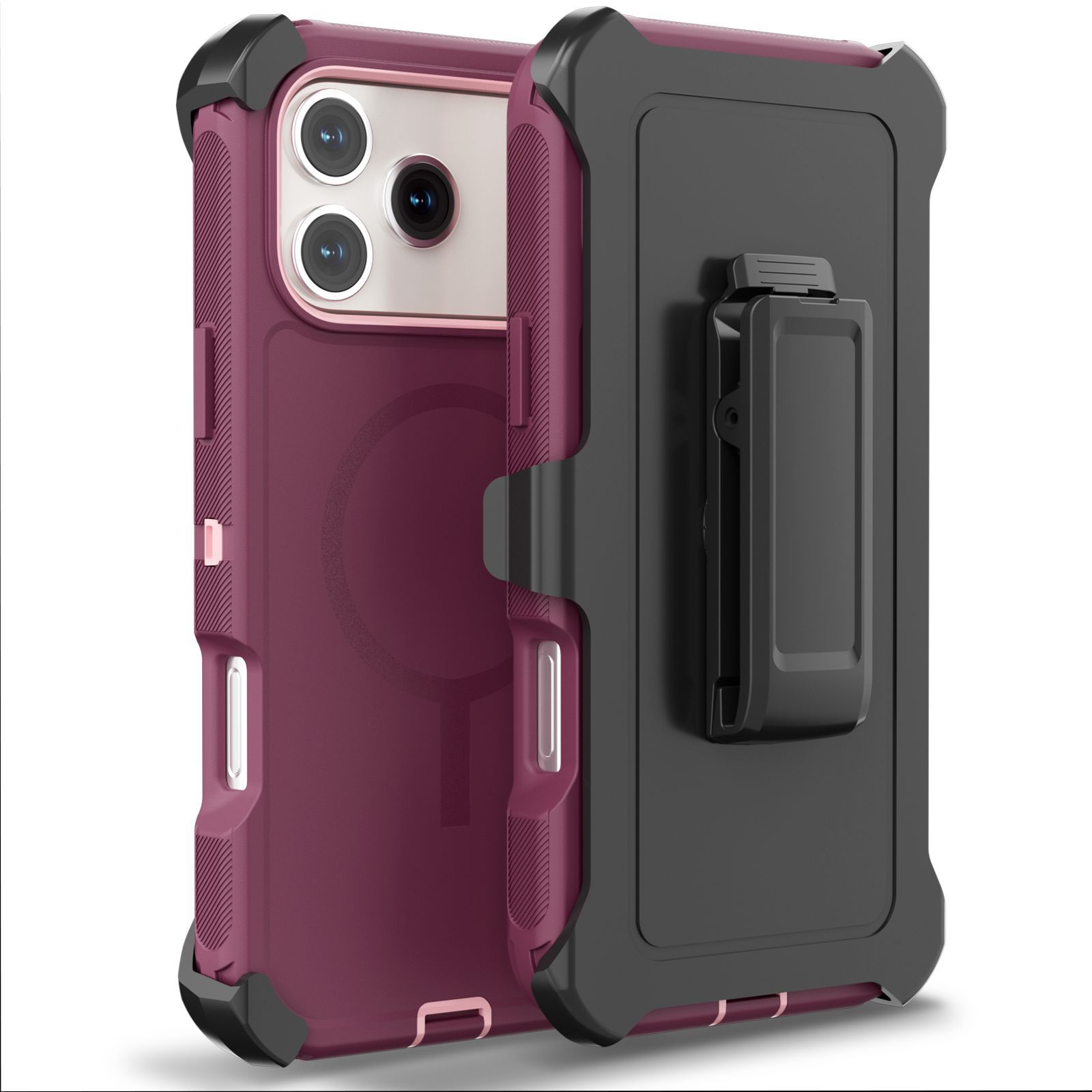 3-in-1 Solid-color Magnetic Phone Case With A Back Clip