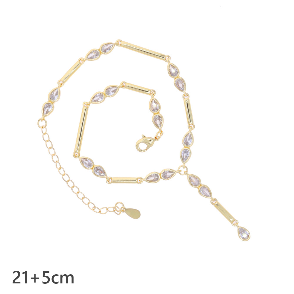 New European And American-style Water-drop Zircon Anklet Niche Fashion