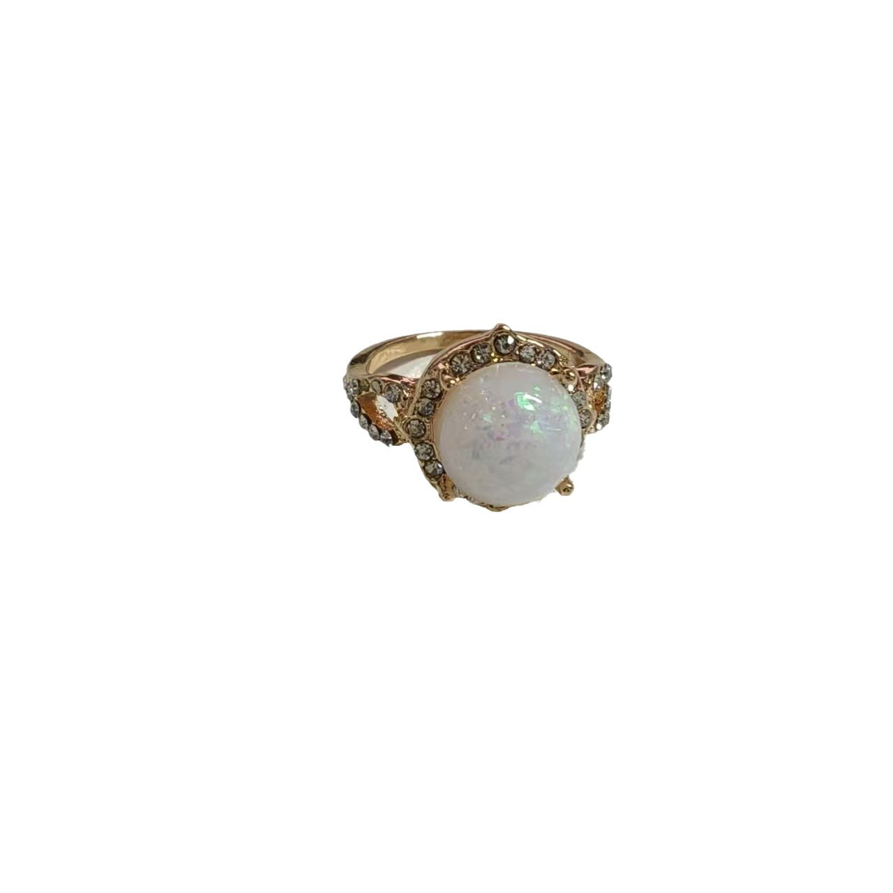 Bohemian-style Fashion Jewelry Diamond-set Opal Ring