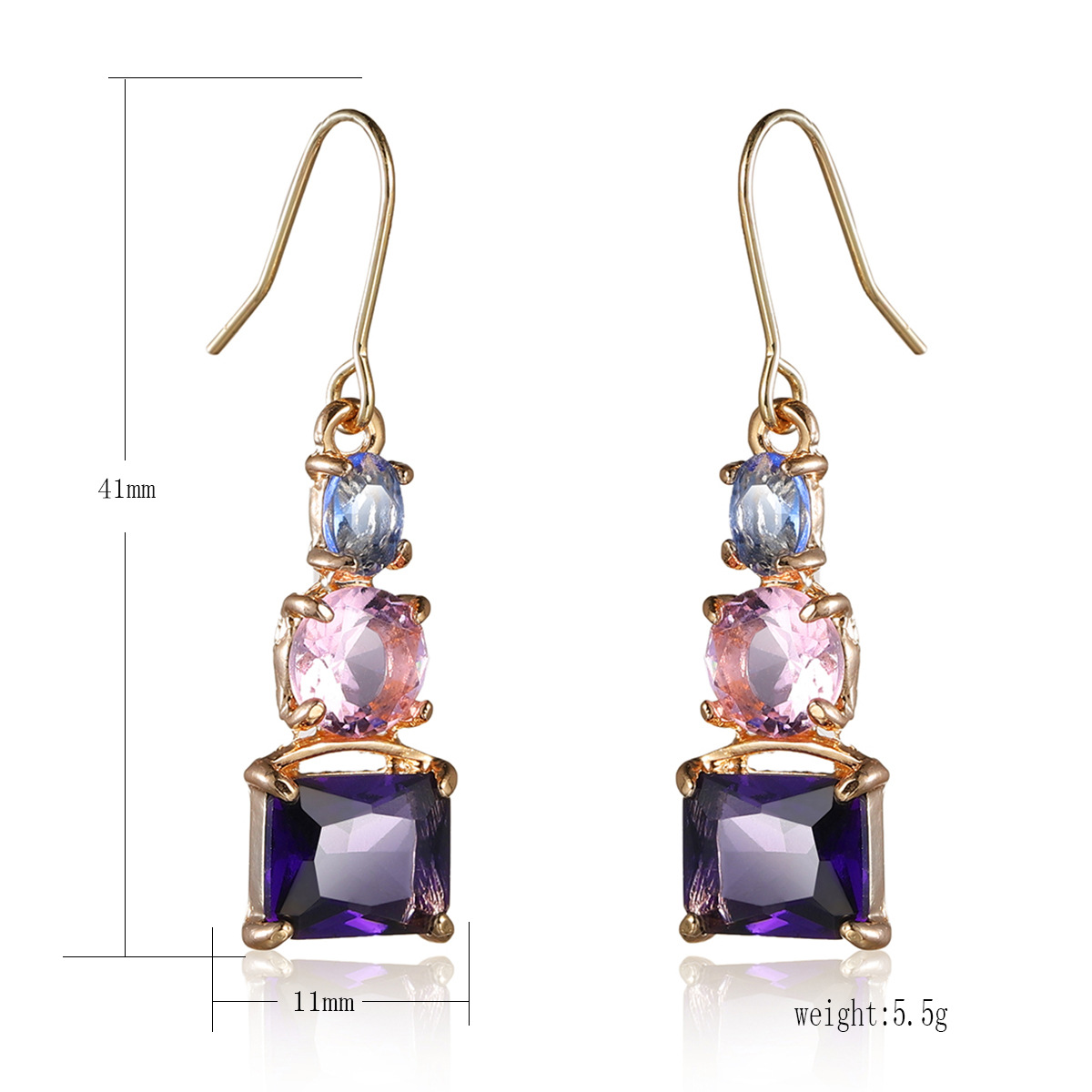 Blue Mixed Color Amethyst Topaz Earrings